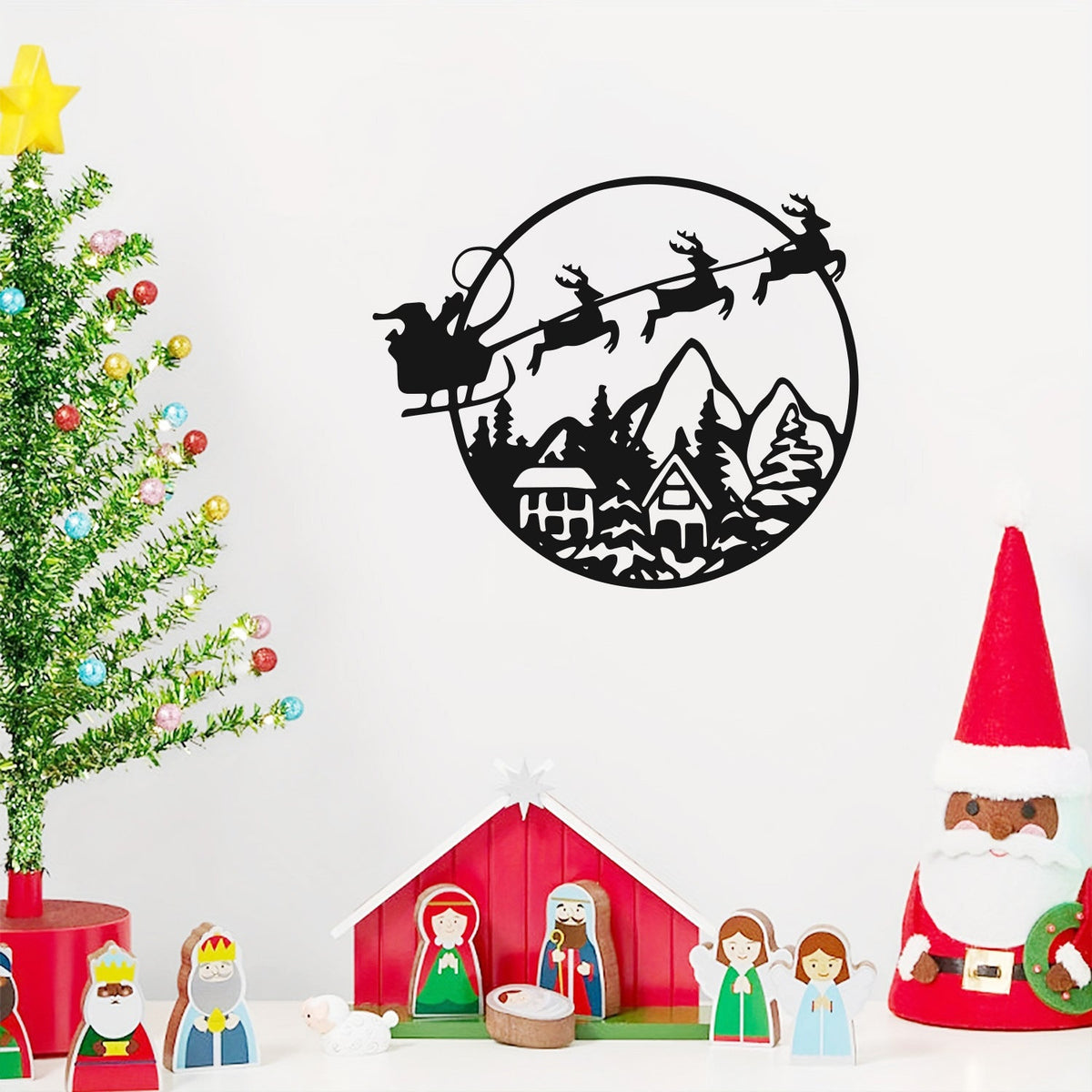 Christmas Circular Wall Decal for Elegant Holiday Decor