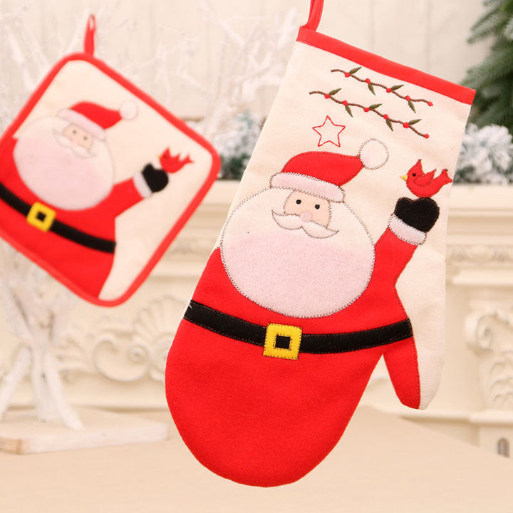 Christmas Oven Mitt & Pot Holder Set for Hot Dishes
