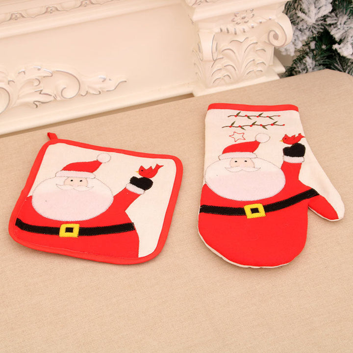 Christmas Oven Mitt & Pot Holder Set for Hot Dishes