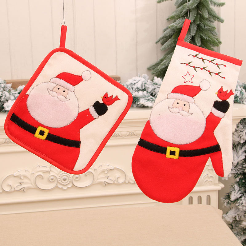 Christmas Oven Mitt & Pot Holder Set for Hot Dishes