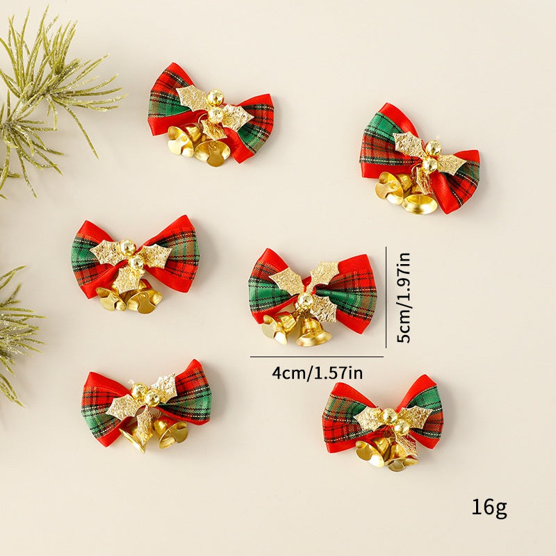 Christmas Bow Ornament Wreath Decor With Gold Bells