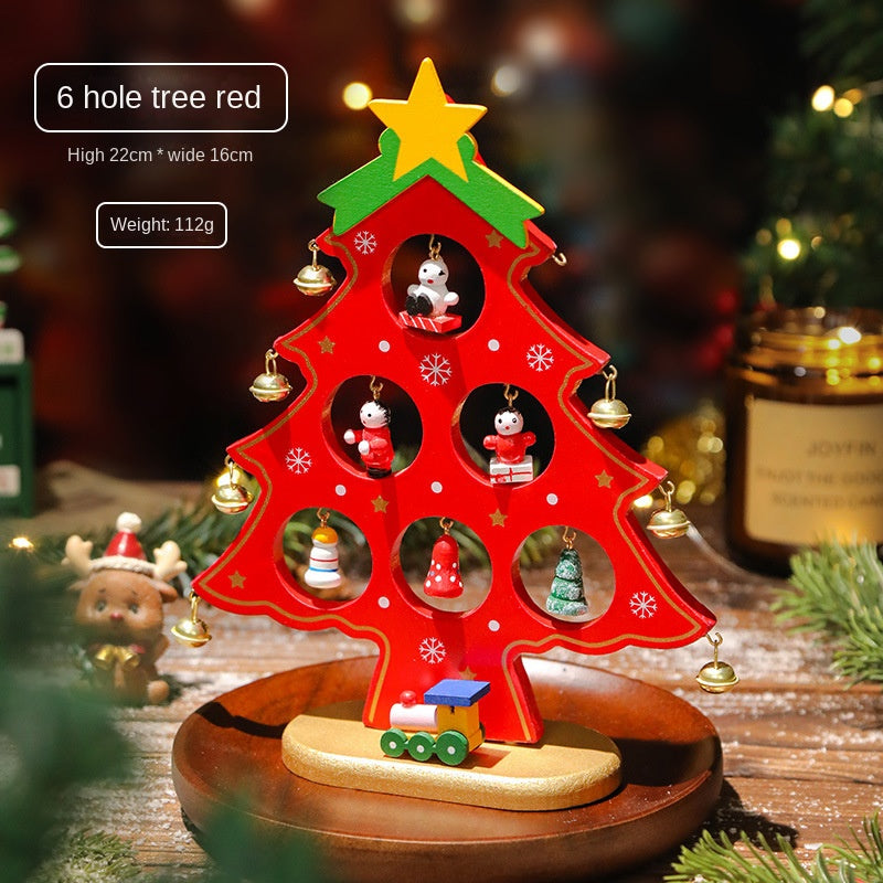 Mini Wooden Christmas Tree Decor for Small Spaces & Shelves