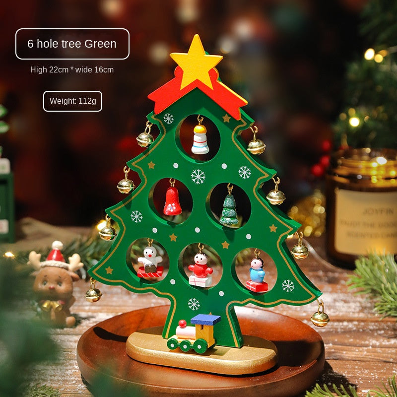 Mini Wooden Christmas Tree Decor for Small Spaces & Shelves