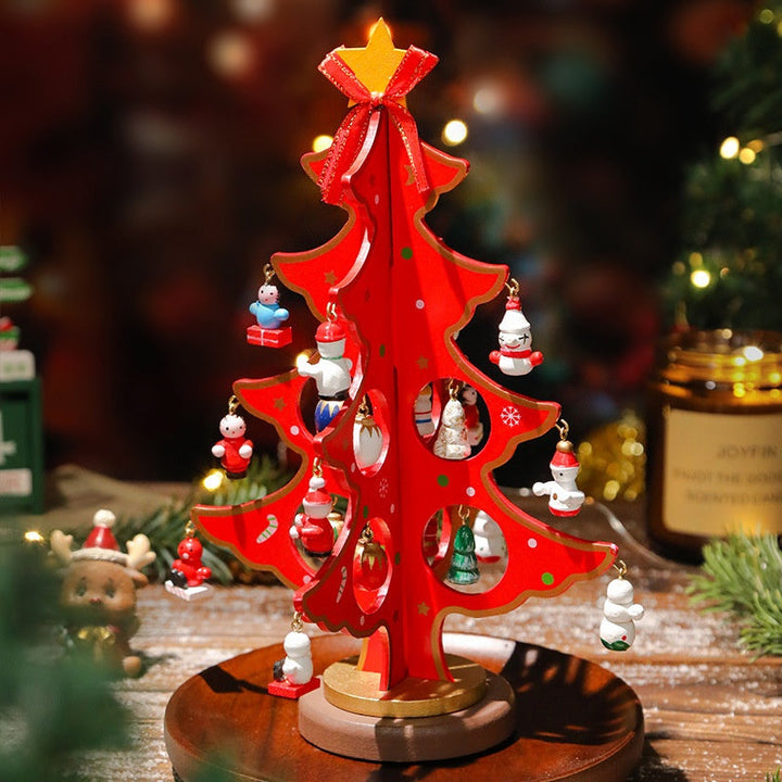 Mini Wooden Christmas Tree Decor for Small Spaces & Shelves
