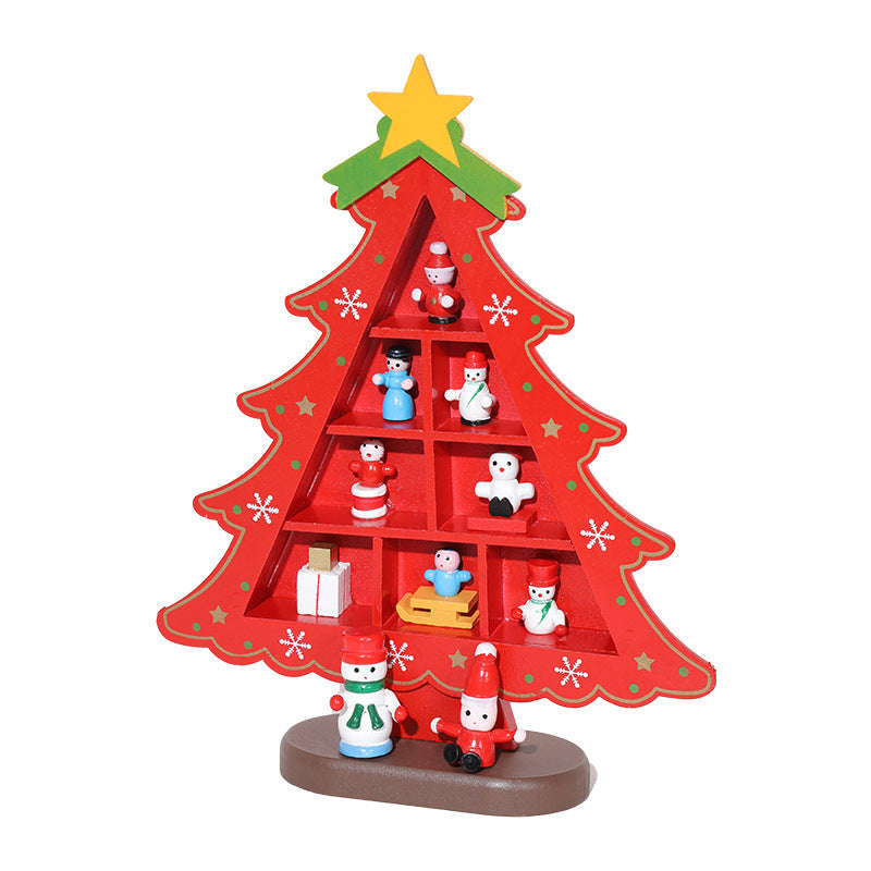 Mini Wooden Christmas Tree Decor for Small Spaces & Shelves