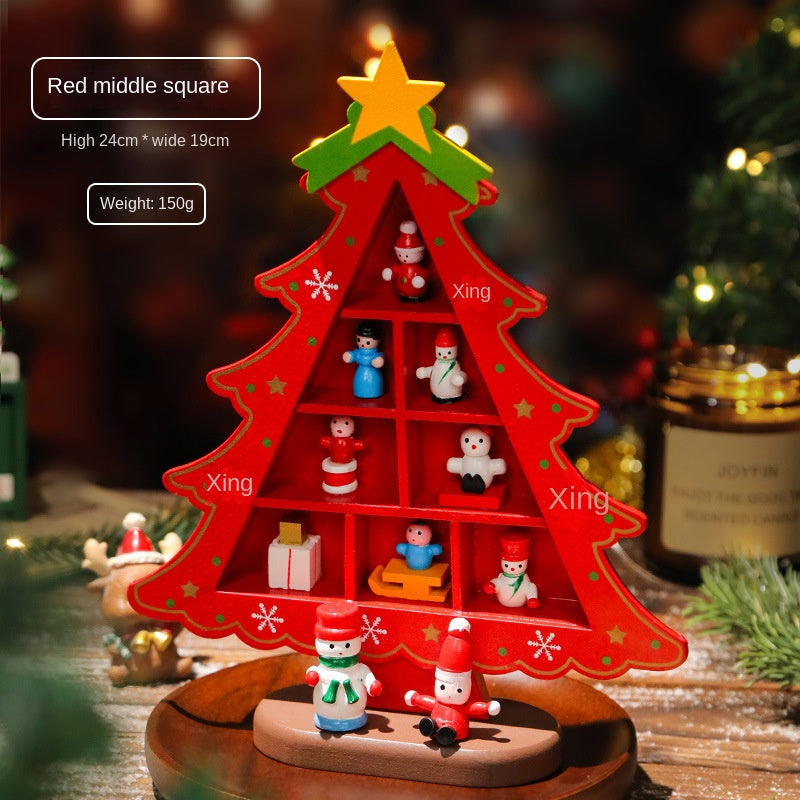 Mini Wooden Christmas Tree Decor for Small Spaces & Shelves