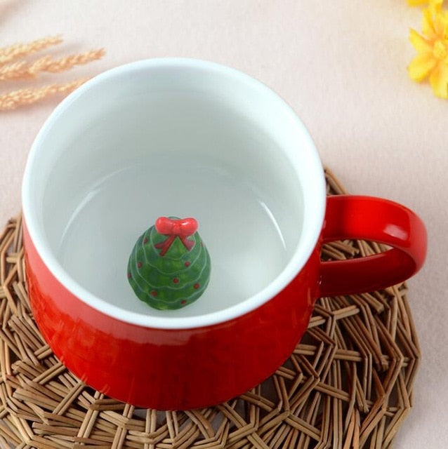 Christmas Mug with Hidden 3D Figurine Surprise Gift