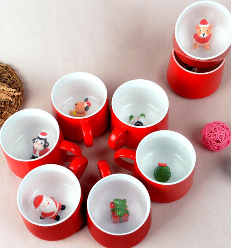 Christmas Mug with Hidden 3D Figurine Surprise Gift