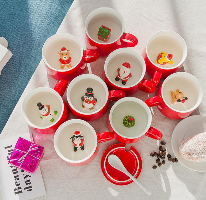 Christmas Mug with Hidden 3D Figurine Surprise Gift