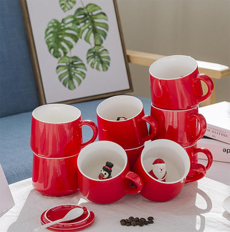 Christmas Mug with Hidden 3D Figurine Surprise Gift