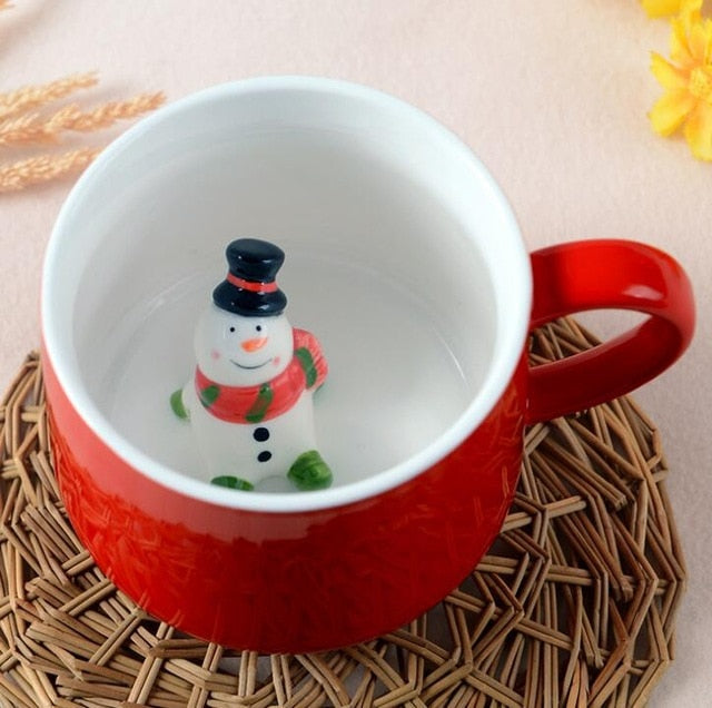 Christmas Mug with Hidden 3D Figurine Surprise Gift