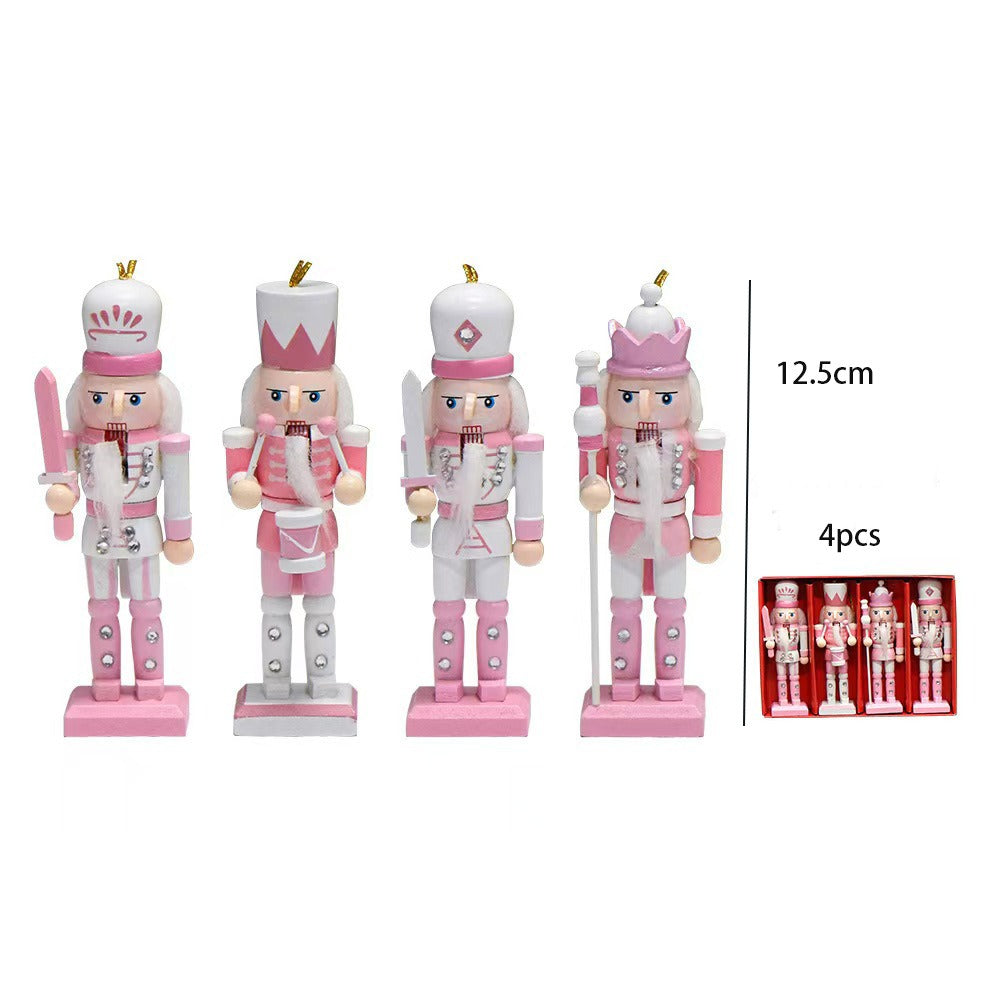 Pink Nutcracker Ornaments Set of Four for Christmas