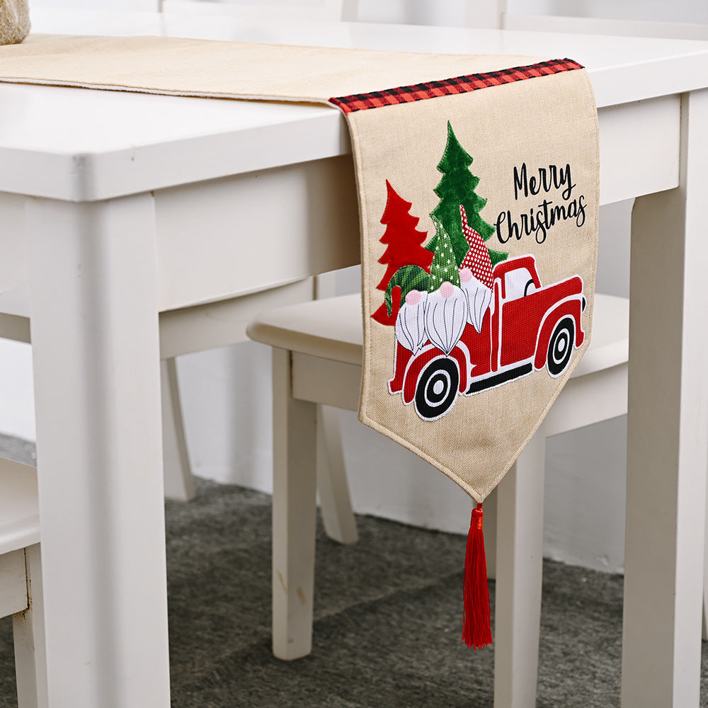 Christmas Table Runner With Cozy Festive Truck Design