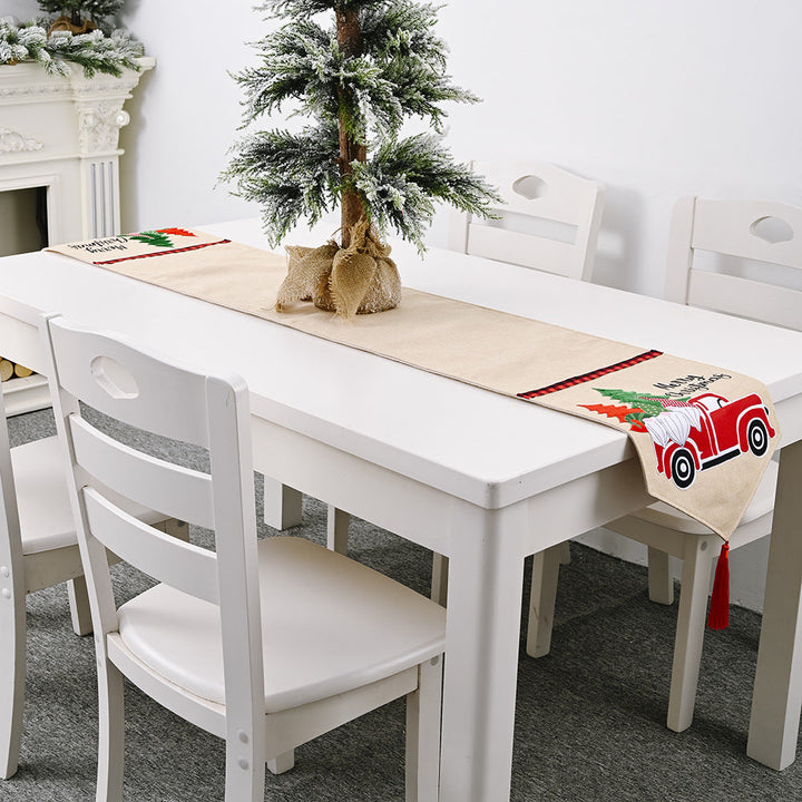 Christmas Table Runner With Cozy Festive Truck Design