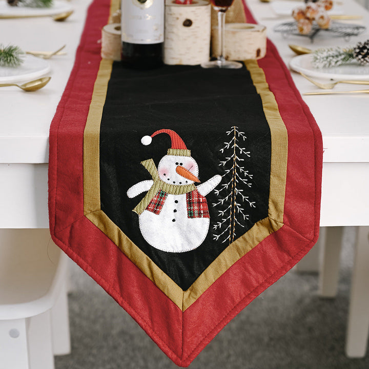 Christmas Table Runner Red Black Snowman Holiday Decor