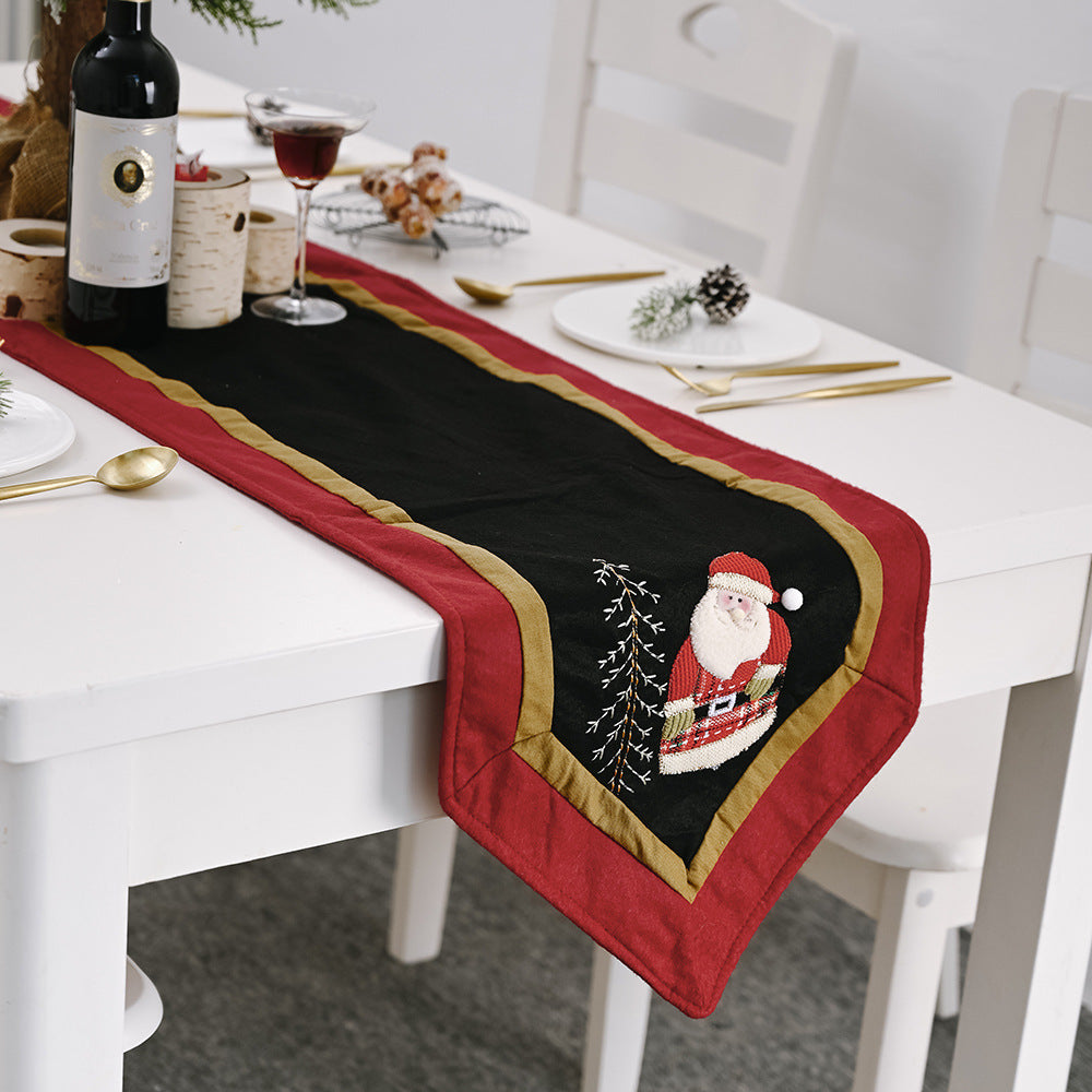 Christmas Table Runner Red Black Snowman Holiday Decor