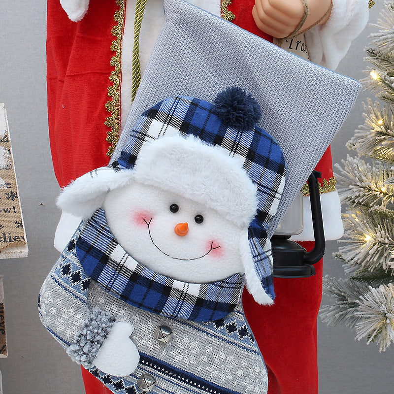 Christmas Stocking Gift Bag | Cozy Snowman Tree Decor