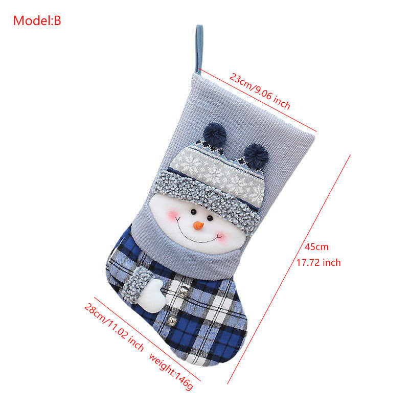 Christmas Stocking Gift Bag | Cozy Snowman Tree Decor
