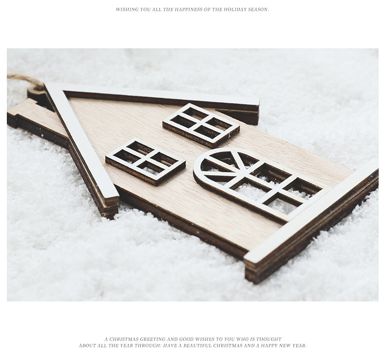 Wooden Christmas House Ornament for Cozy Rustic Warmth