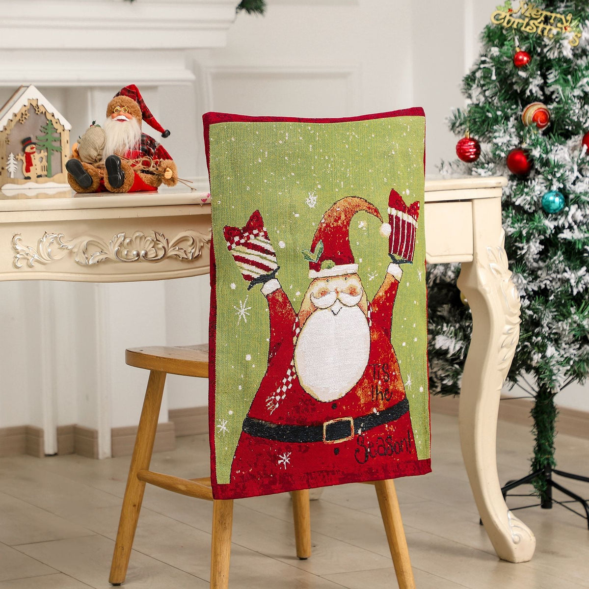 Christmas Chair Cushions — Red & Green Snowman Set