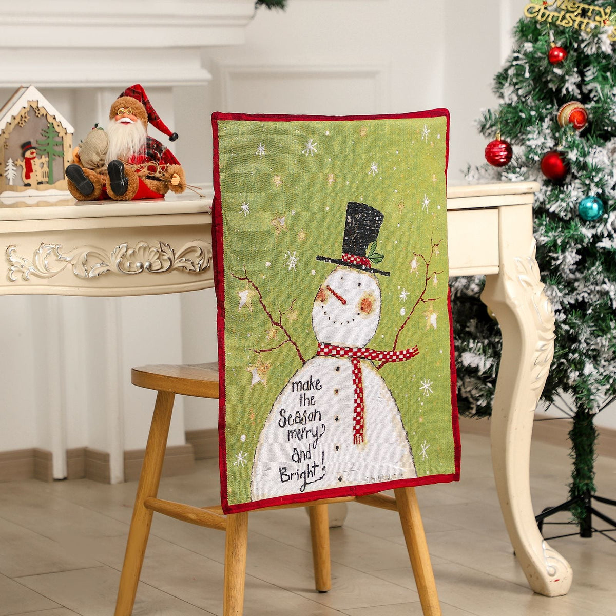 Christmas Chair Cushions — Red & Green Snowman Set