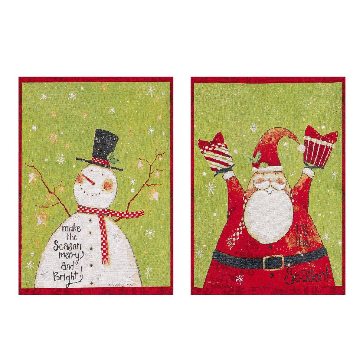 Christmas Chair Cushions — Red & Green Snowman Set
