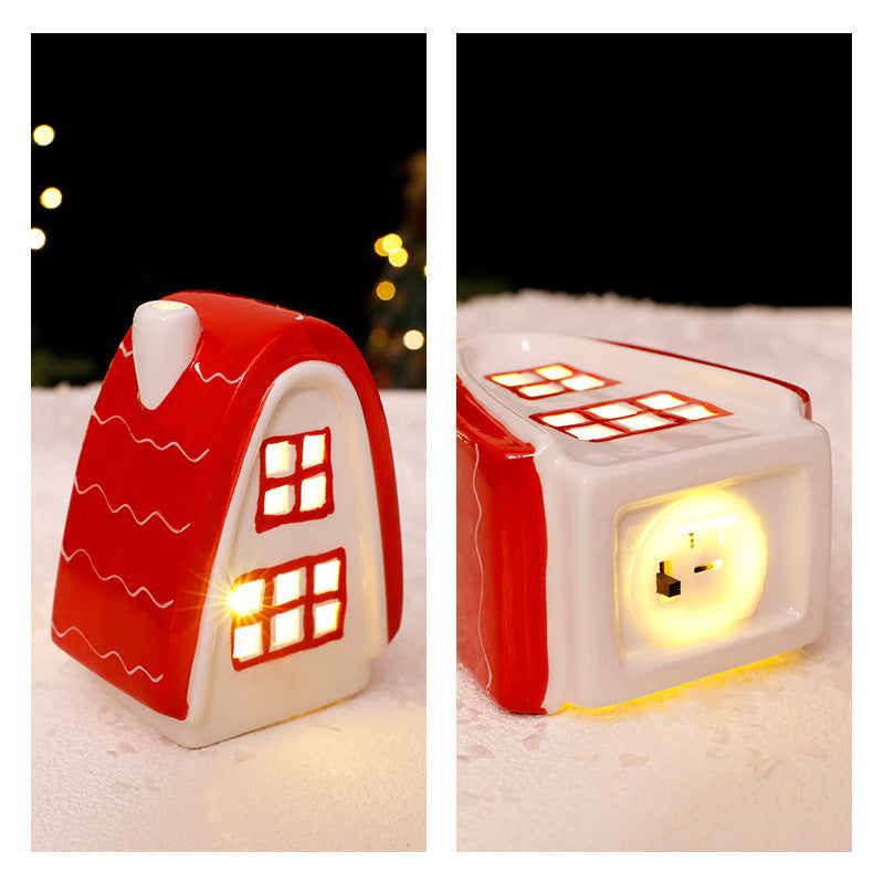 Nordic Ceramic Mini House With Warm Christmas LED Glow