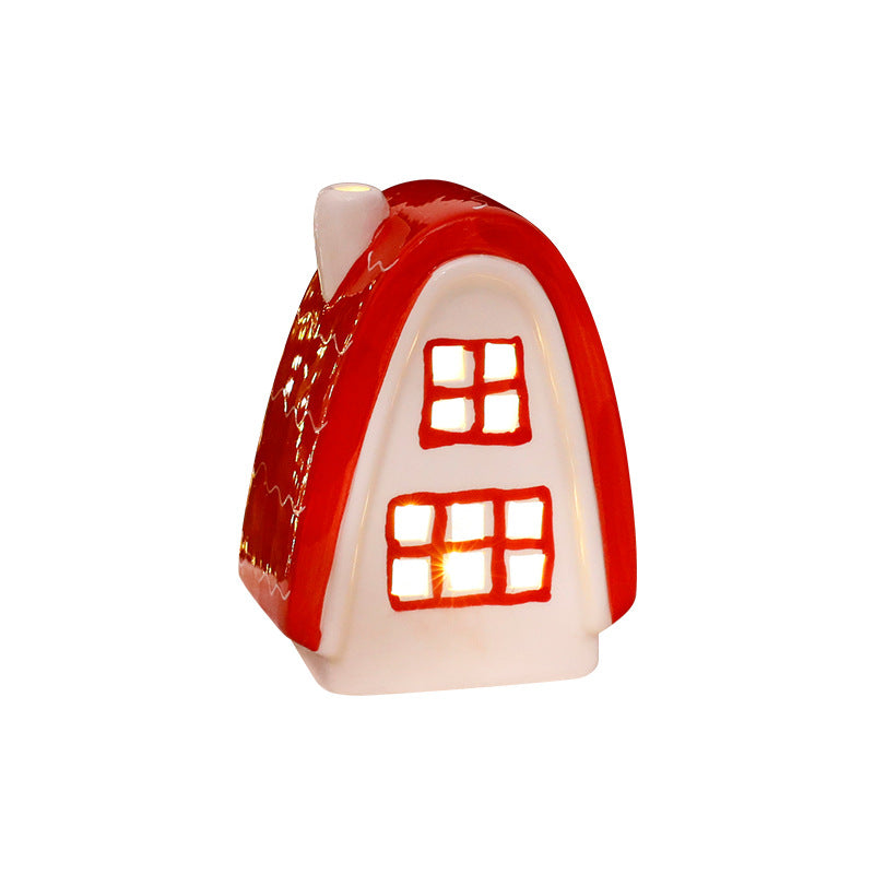 Nordic Ceramic Mini House With Warm Christmas LED Glow