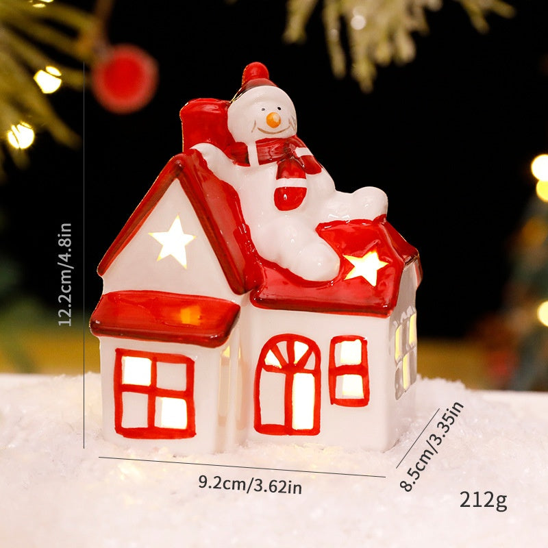 Nordic Ceramic Mini House With Warm Christmas LED Glow