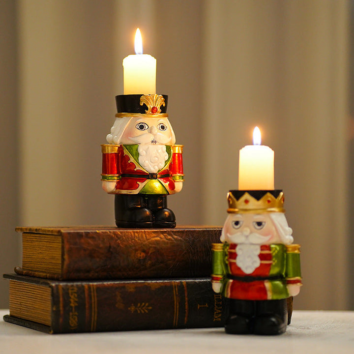 Christmas Nutcracker Candlestick Pair for Festive Glow