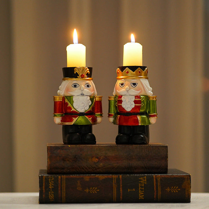 Christmas Nutcracker Candlestick Pair for Festive Glow