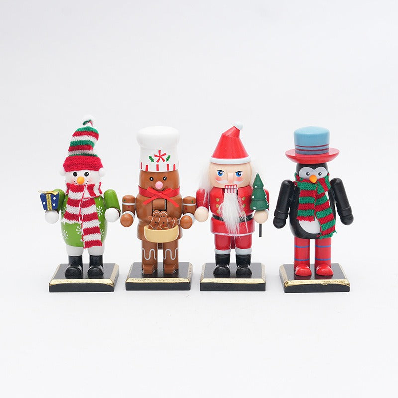 Wooden Nutcracker Doll Trio - Hand-Painted Christmas Decor