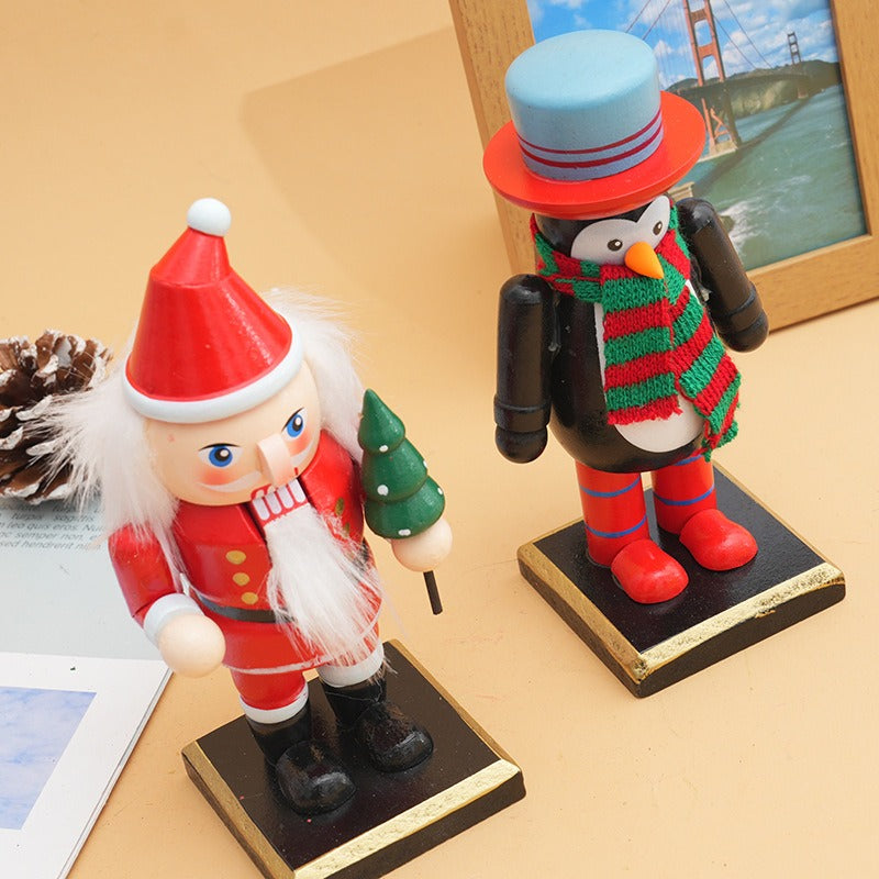 Wooden Nutcracker Doll Trio - Hand-Painted Christmas Decor