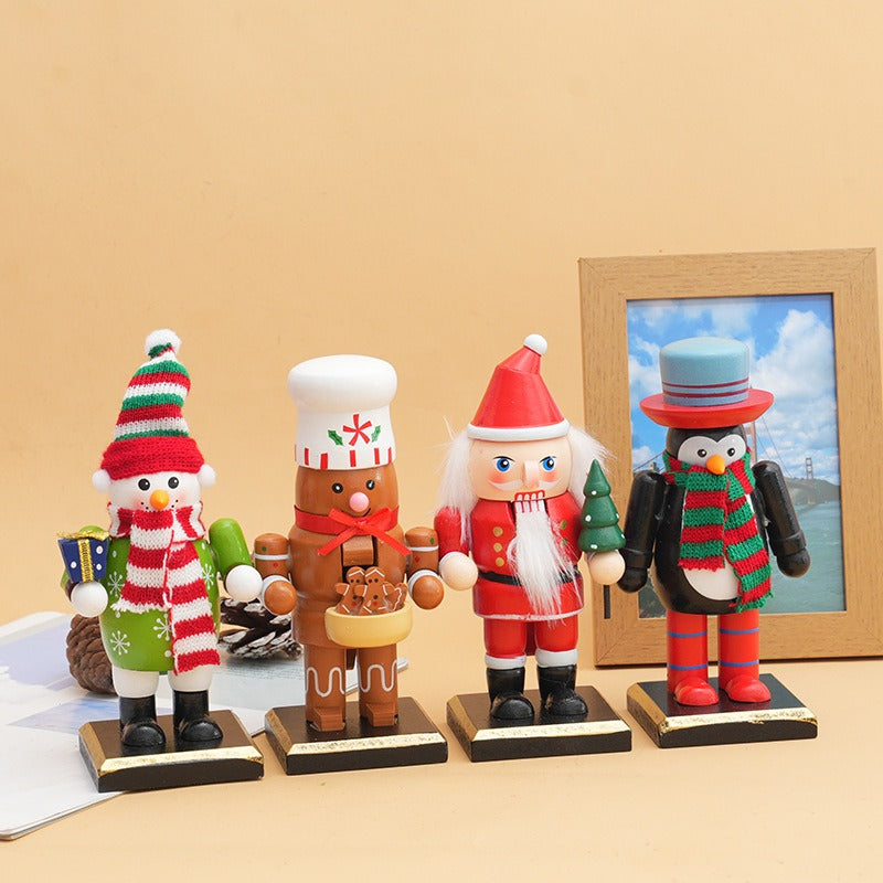 Wooden Nutcracker Doll Trio - Hand-Painted Christmas Decor