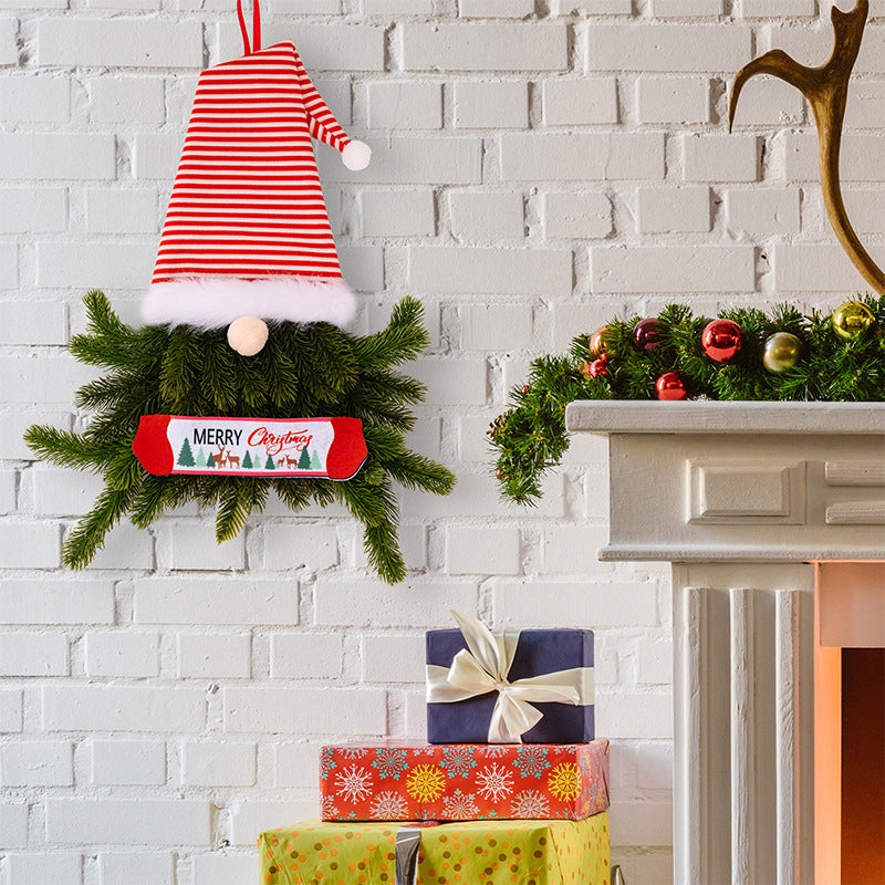 Christmas Gnome Wreath Pendant for Festive Door Decor