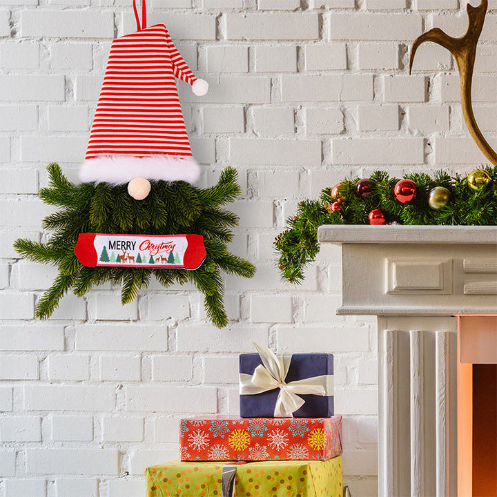 Christmas Gnome Wreath Pendant for Festive Door Decor