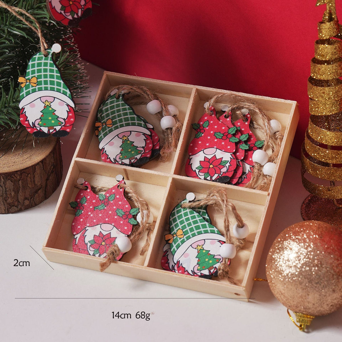 Christmas Ornament Gift Box Set for Rustic Tree Decor