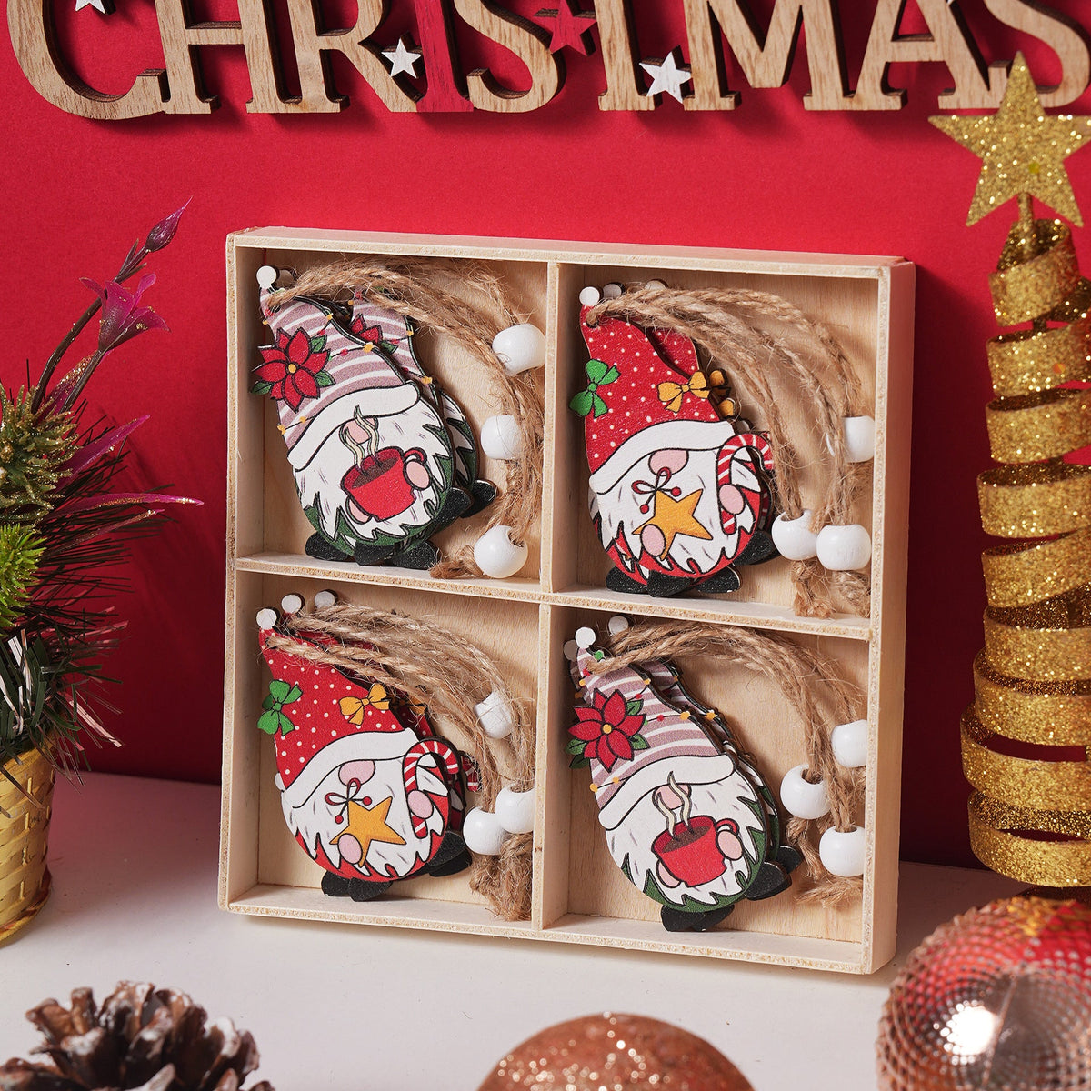 Christmas Ornament Gift Box Set for Rustic Tree Decor