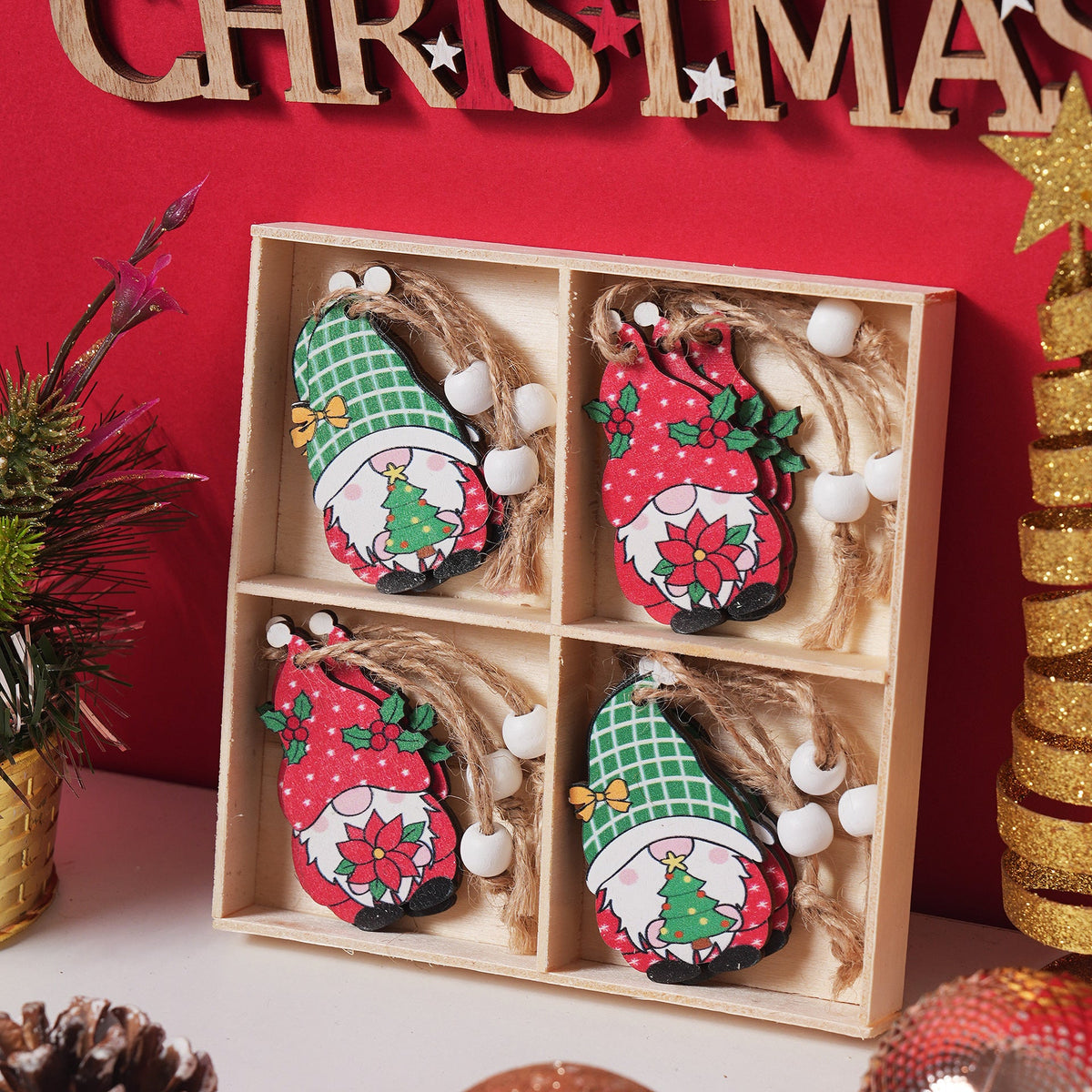 Christmas Ornament Gift Box Set for Rustic Tree Decor