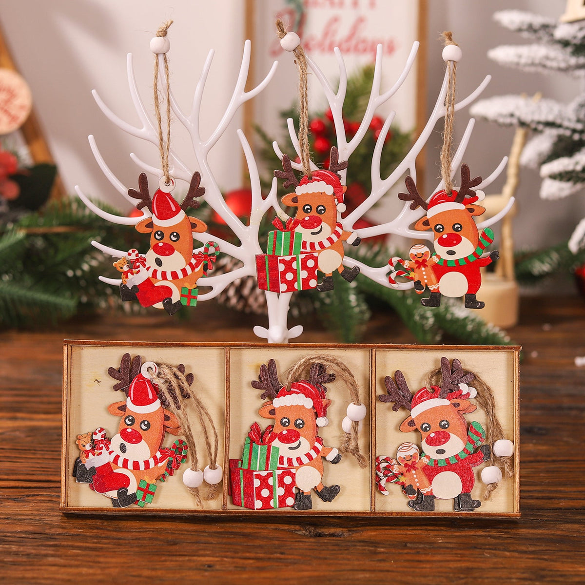 Wooden Xmas Ornaments — Cheerful Christmas Tree Decor