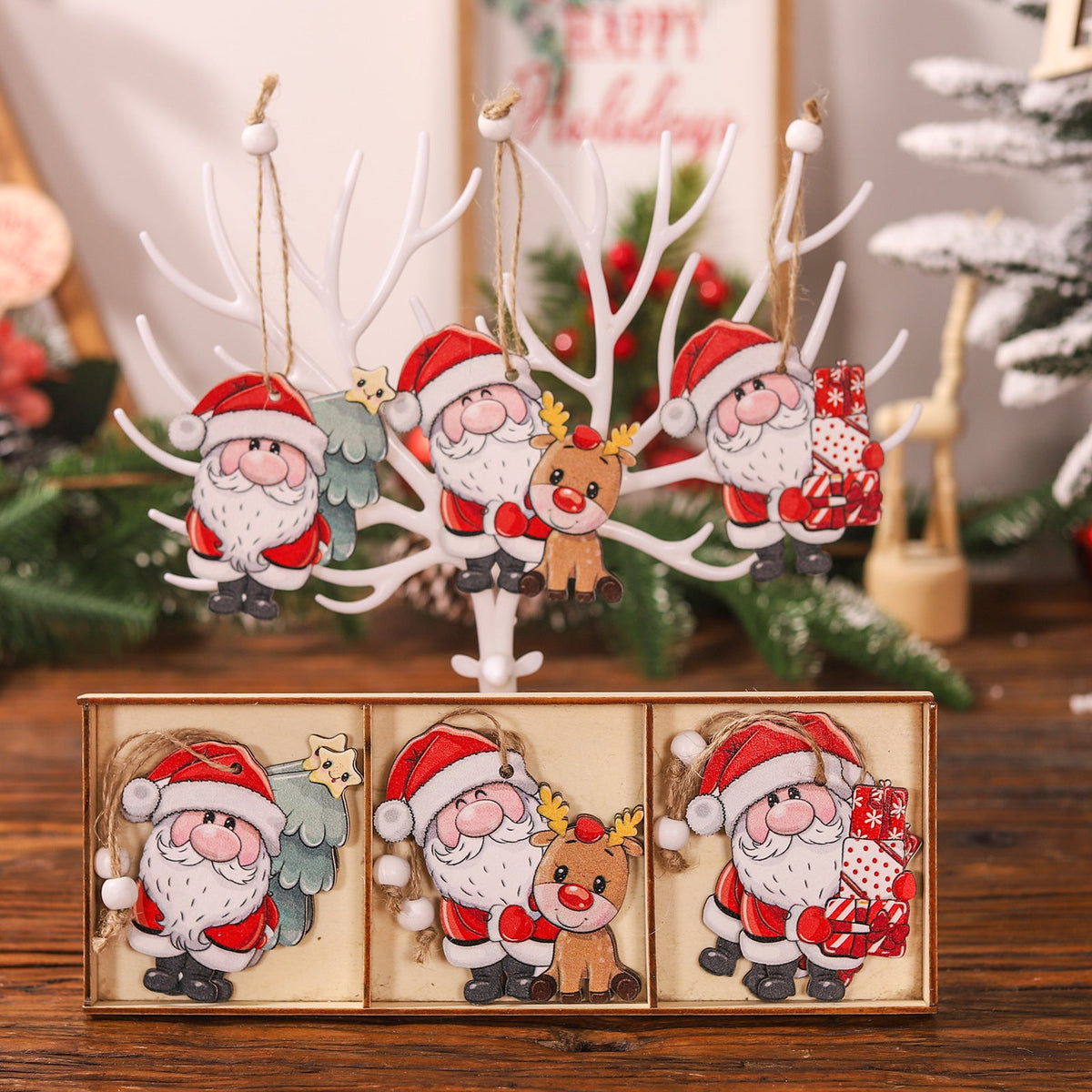 Wooden Xmas Ornaments — Cheerful Christmas Tree Decor