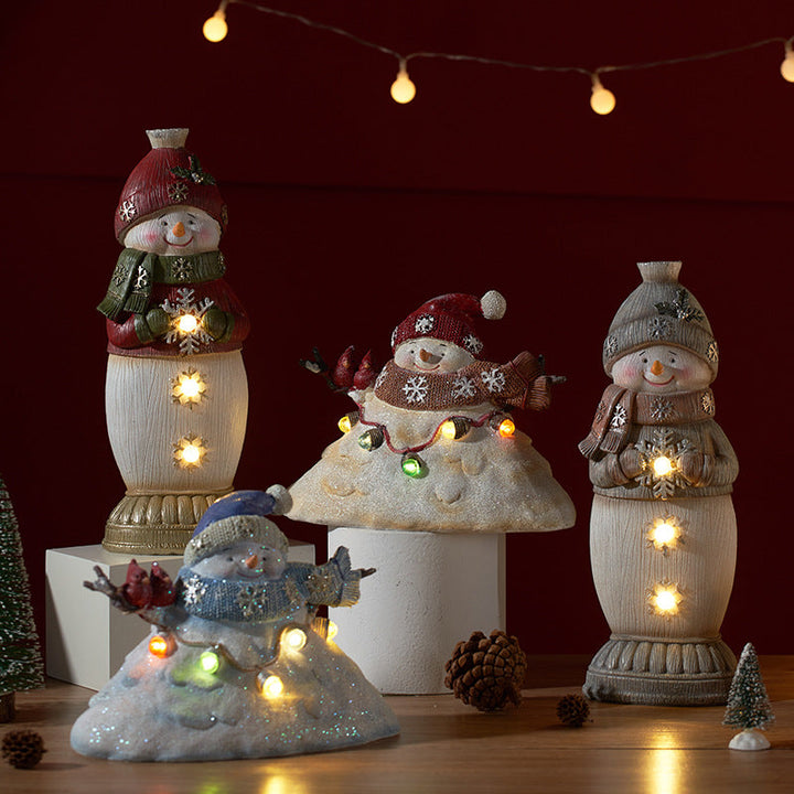 Christmas Snowman Decorations With Cozy LED Lights