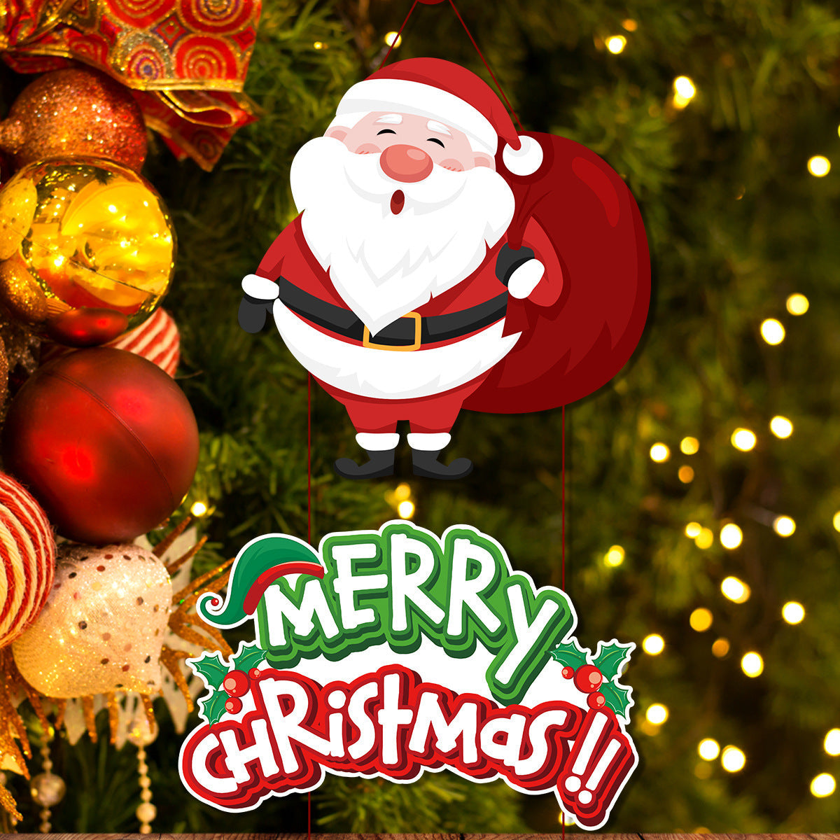 Christmas Door Decoration Santa Scene Hanging Ornament