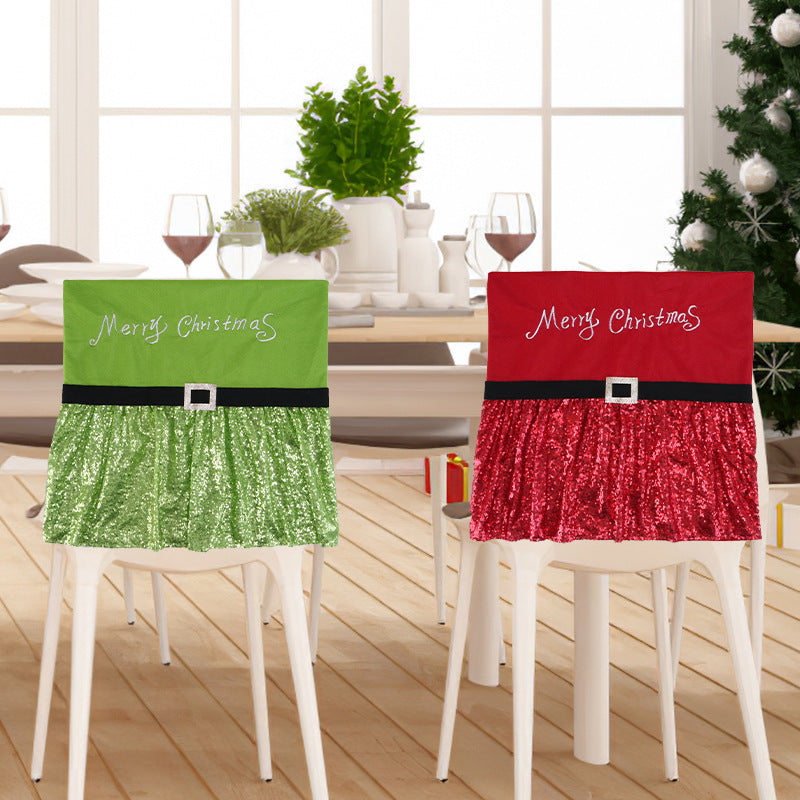 Christmas Chair Covers With Sparkling Santa Belt Design
