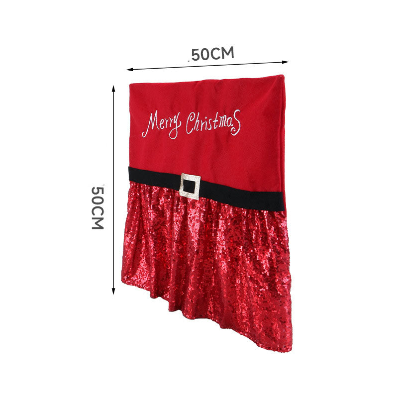 Christmas Chair Covers With Sparkling Santa Belt Design