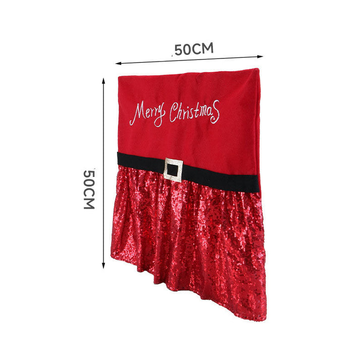 Christmas Chair Covers With Sparkling Santa Belt Design