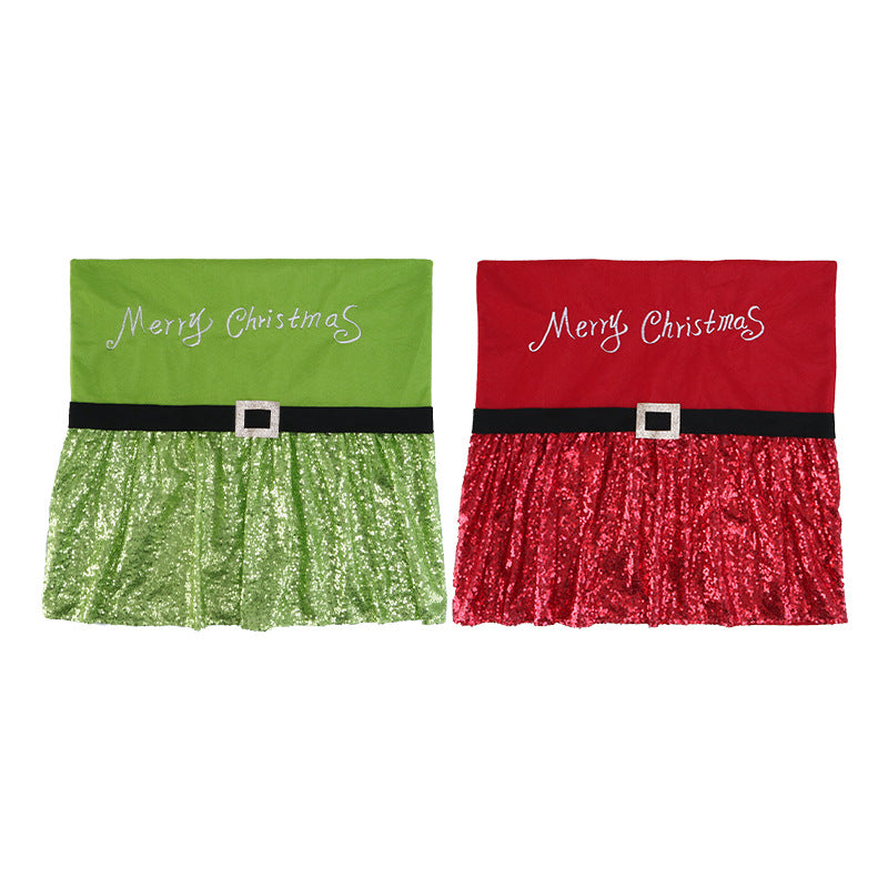 Christmas Chair Covers With Sparkling Santa Belt Design