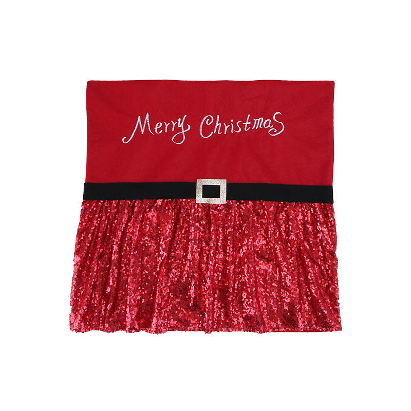 Christmas Chair Covers With Sparkling Santa Belt Design