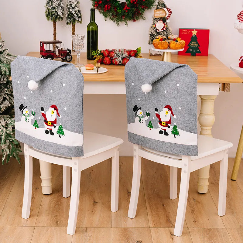 Christmas Chair Cover Santa Hat Festive Dining Decor
