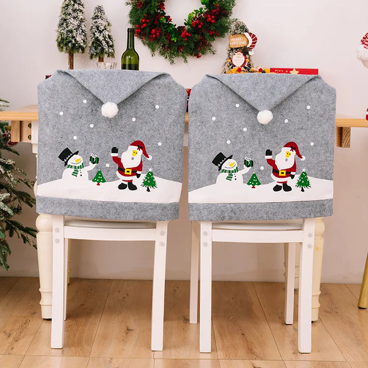Christmas Chair Cover Santa Hat Festive Dining Decor